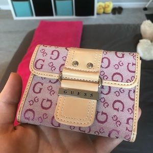Small pink “Guess” wallet scuff shown $18